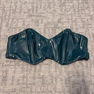 Savage X Fenty Leather Tease Vinyl Bandeau Bralette Size Large Hunter Green